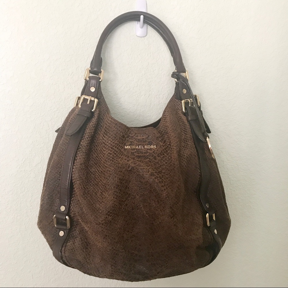 Michael Kors Suede Alligator Print Hobo